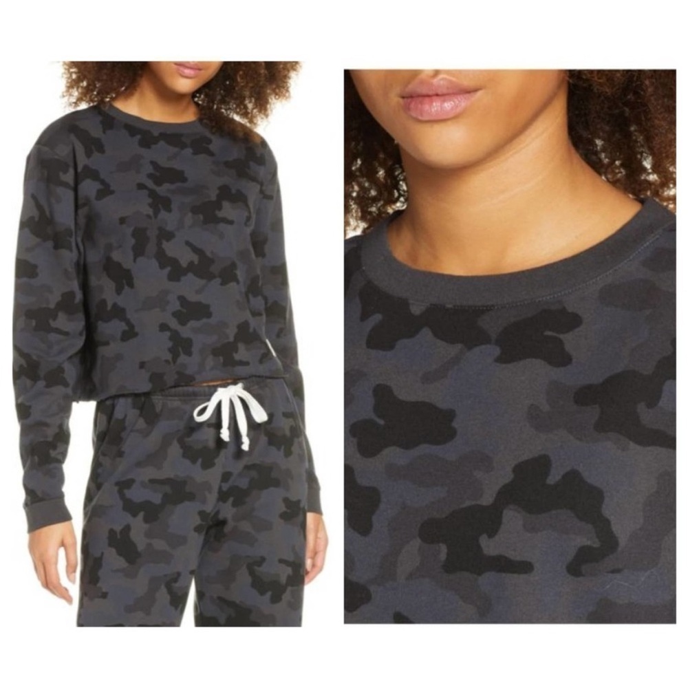 soul by soul cycle crop camo sweatshirt